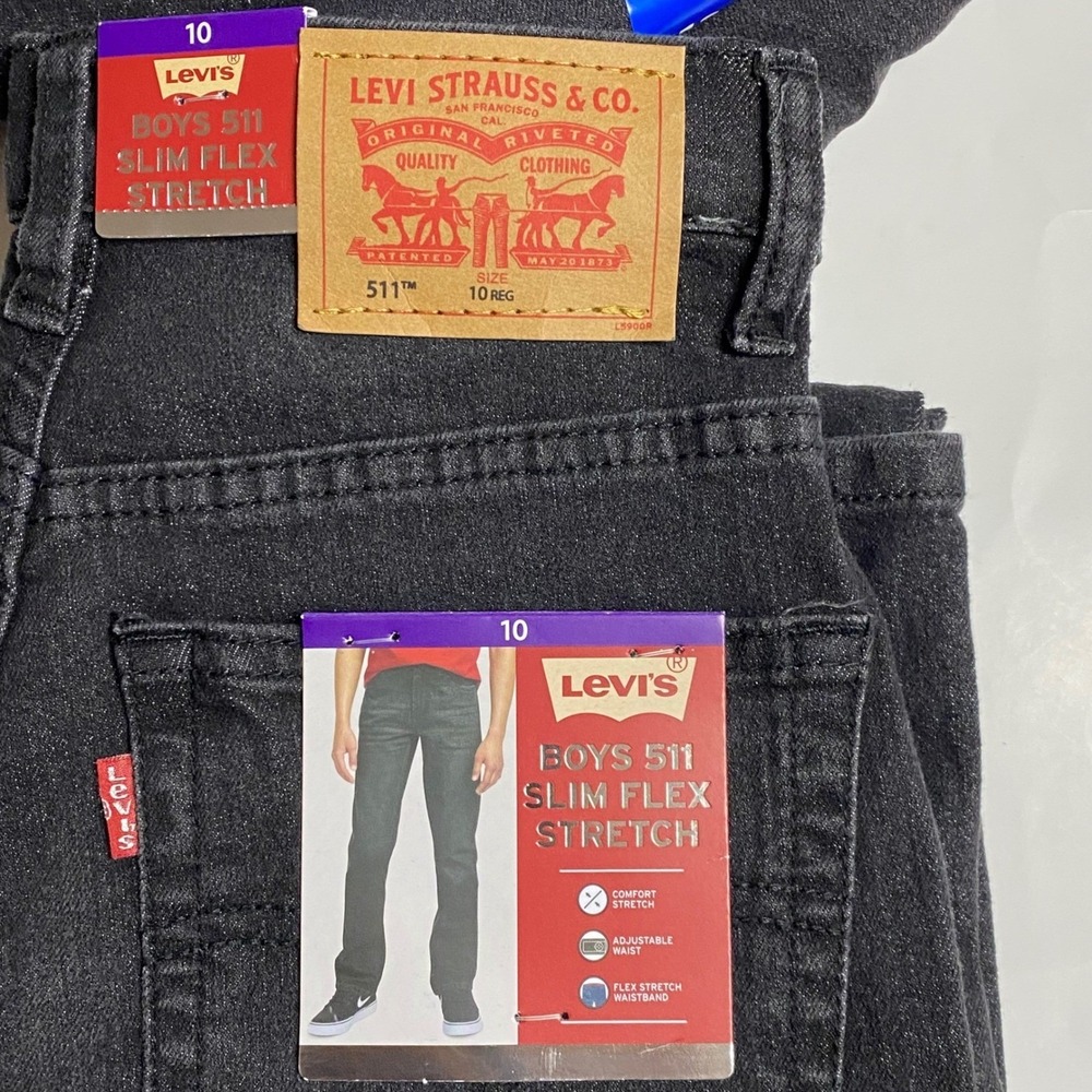 Levis Boys 511 Slim Flex Stretch Jeans Black Size 7 Regular NWT - Picture 8 of 12